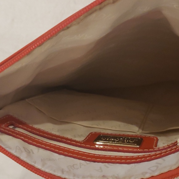 Arcadia red patent leather cross body bag, 11 1/2" x 9 1/2" - Picture 5 of 7